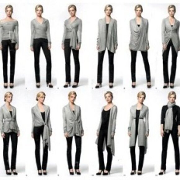 DKNY Donna Karan Open-Front High-Low Cozy Wrap Cardigan Turquoise - Picture 10 of 12